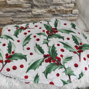 set de table rond – motif houx & baies rouges